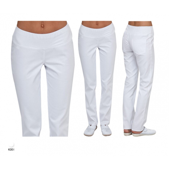 Bílé kalhoty dámské ELDAN, stretchové s úpletem