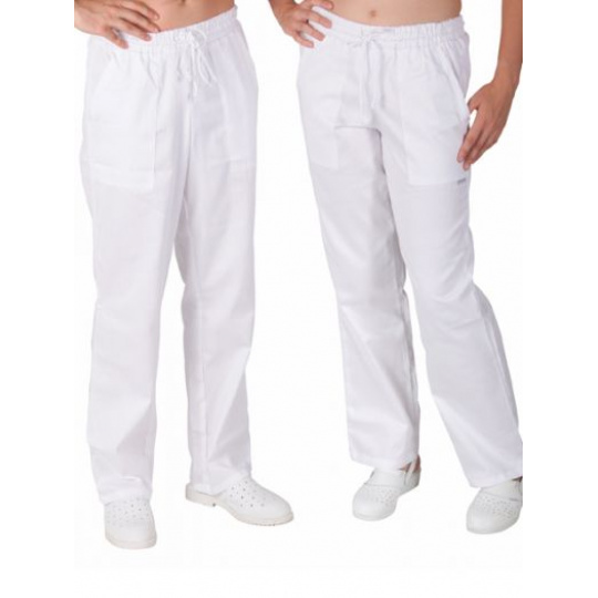 Bílé kalhoty pánské UNI 2506, celé do gumy