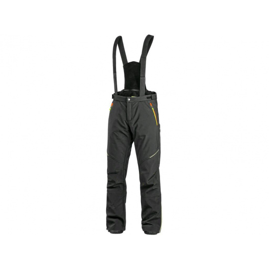 Zimní softshellové kalhoty CXS TRENTON, černé s HV doplňky