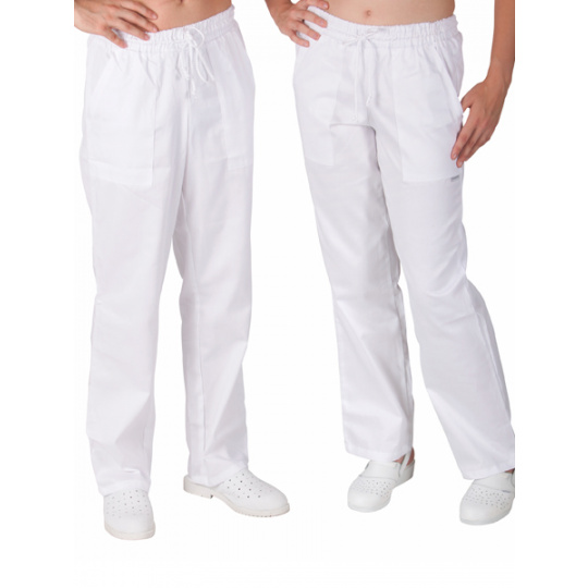 Bílé kalhoty dámské UNI 2506, celé do gumy