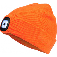 Zimní čepice DEEL s LED lampou, oranžová